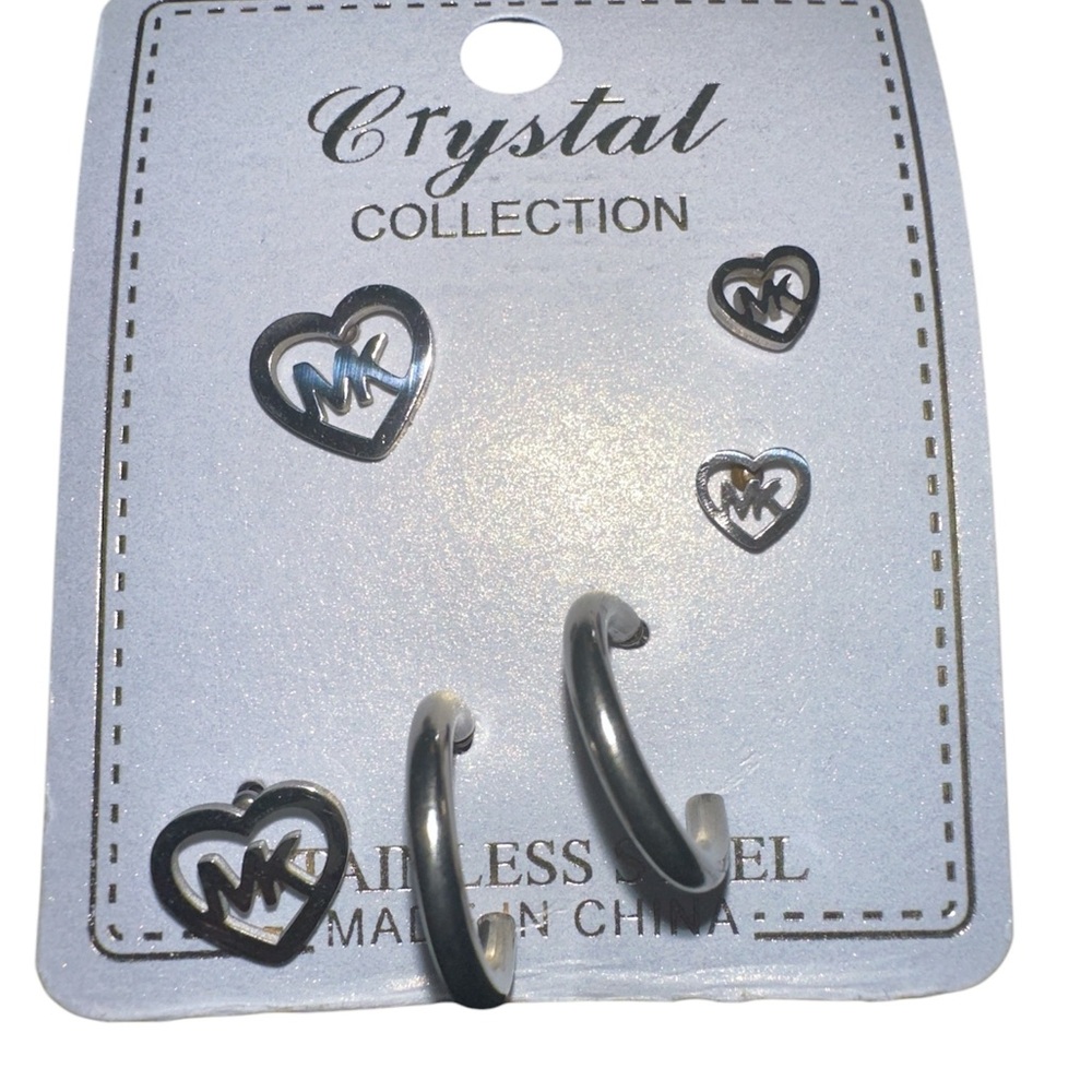NWT! Set of 3-Crystal Collection Heart Earrings Set
